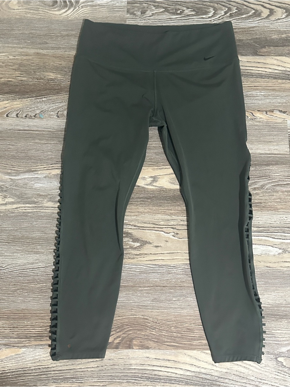Nike Olive Green Leggings with Side Ladder Cutouts